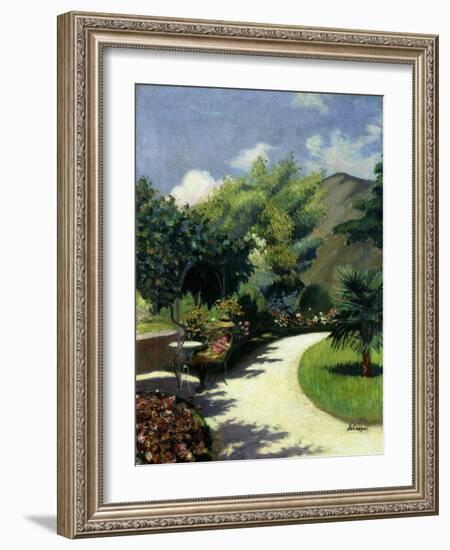 Girl in a Garden, Le Pradet; Fillette Au Jardin, Le Pradet, C.1925-Henri Lebasque-Framed Giclee Print