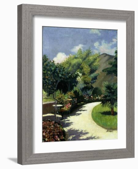 Girl in a Garden, Le Pradet; Fillette Au Jardin, Le Pradet, C.1925-Henri Lebasque-Framed Giclee Print