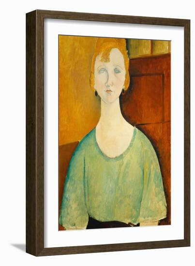 Girl in a Green Blouse, 1917-Amedeo Modigliani-Framed Art Print