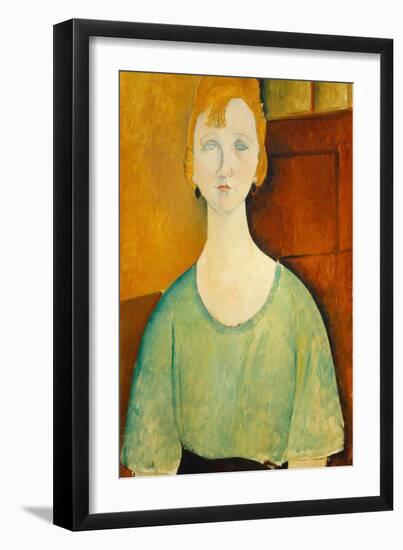 Girl in a Green Blouse, 1917-Amedeo Modigliani-Framed Art Print