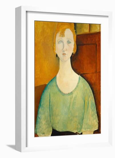 Girl in a Green Blouse, 1917-Amedeo Modigliani-Framed Art Print