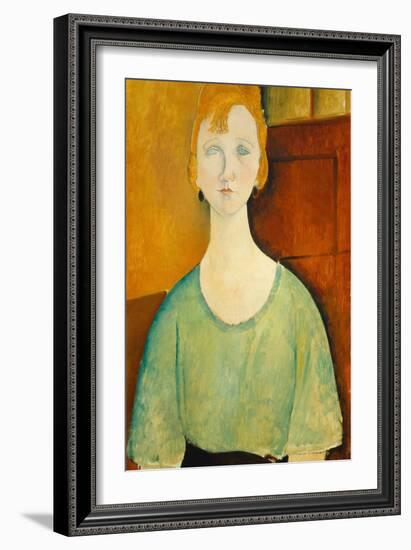 Girl in a Green Blouse, 1917-Amedeo Modigliani-Framed Art Print