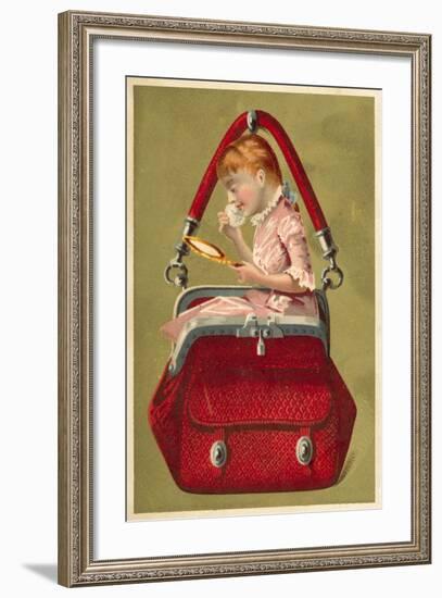 Girl in a Handbag Looking in a Mirror-null-Framed Giclee Print