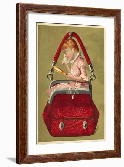 Girl in a Handbag Looking in a Mirror-null-Framed Giclee Print