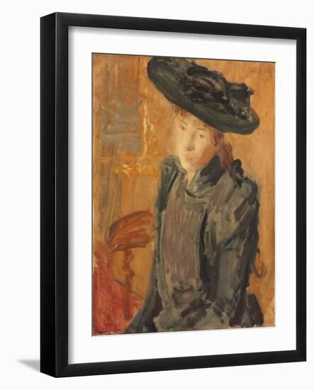 Girl in a Large Hat, 1892 (Oil on Canvas)-Philip Wilson Steer-Framed Giclee Print