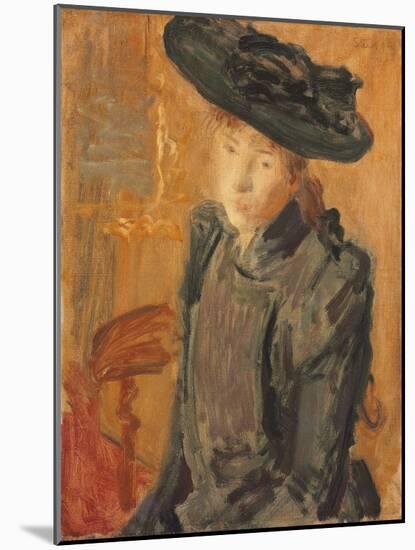 Girl in a Large Hat, 1892 (Oil on Canvas)-Philip Wilson Steer-Mounted Giclee Print