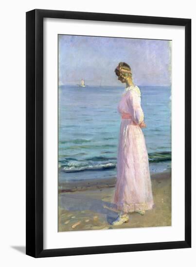 Girl in a Pink Dress, 1914-Michael Peter Ancher-Framed Giclee Print