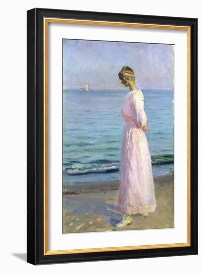 Girl in a Pink Dress, 1914-Michael Peter Ancher-Framed Giclee Print