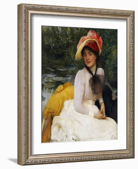 Girl in a Punt-Arthur Hacker-Framed Giclee Print