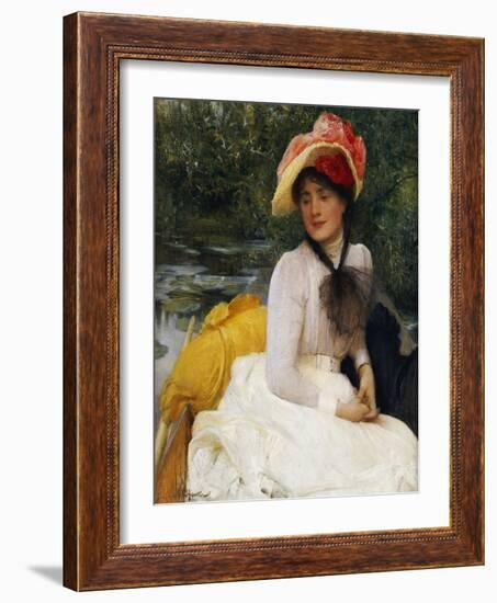 Girl in a Punt-Arthur Hacker-Framed Giclee Print