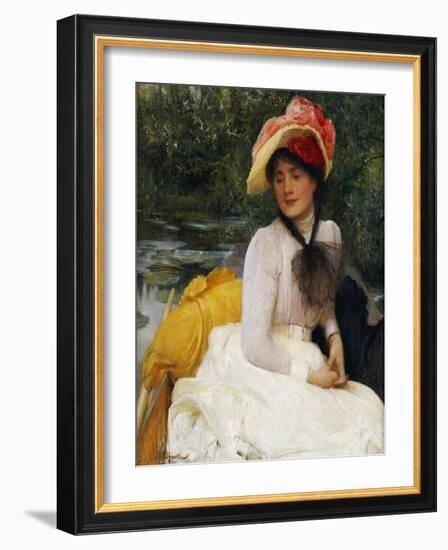 Girl in a Punt-Arthur Hacker-Framed Giclee Print
