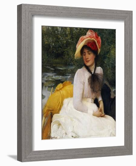 Girl in a Punt-Arthur Hacker-Framed Giclee Print