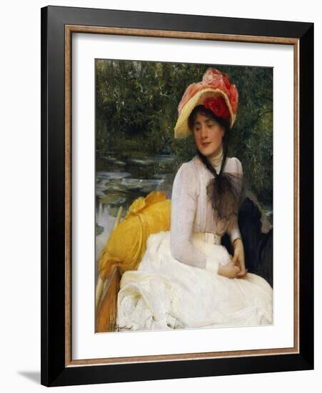 Girl in a Punt-Arthur Hacker-Framed Giclee Print