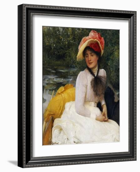 Girl in a Punt-Arthur Hacker-Framed Giclee Print