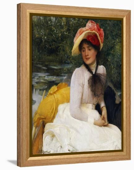 Girl in a Punt-Arthur Hacker-Framed Premier Image Canvas