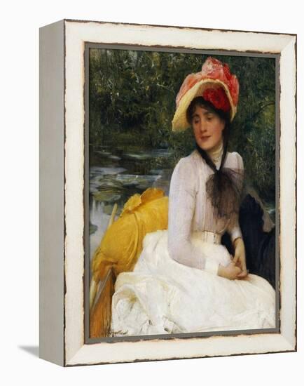 Girl in a Punt-Arthur Hacker-Framed Premier Image Canvas