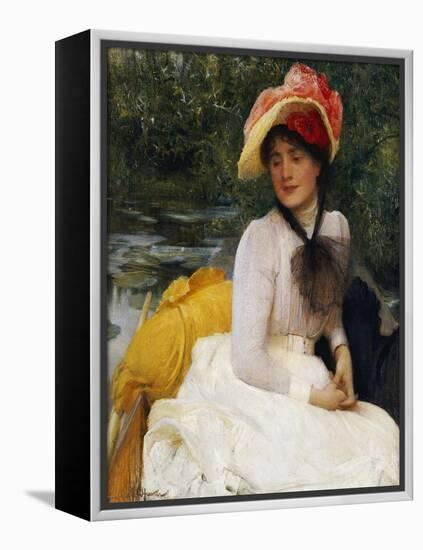 Girl in a Punt-Arthur Hacker-Framed Premier Image Canvas