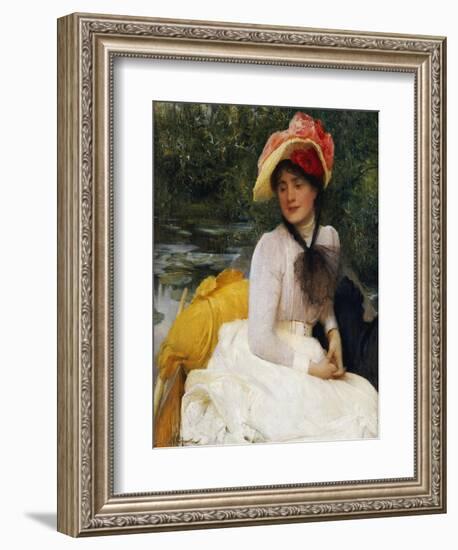 Girl in a Punt-Arthur Hacker-Framed Giclee Print