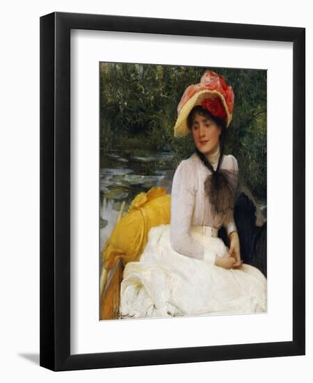 Girl in a Punt-Arthur Hacker-Framed Giclee Print