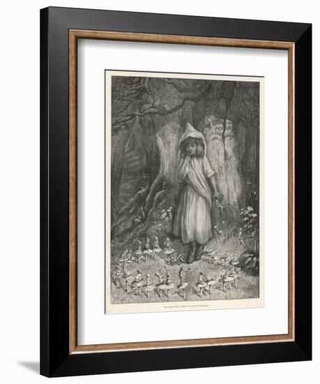 Girl in a Woodland Clearing Stands with Her Back Against a Great Tree with Her Apron Over Her Head-Kate Greenaway-Framed Art Print