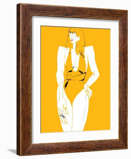 Girl in Bathing Suit Yellow-Francesco Gulina-Framed Photographic Print