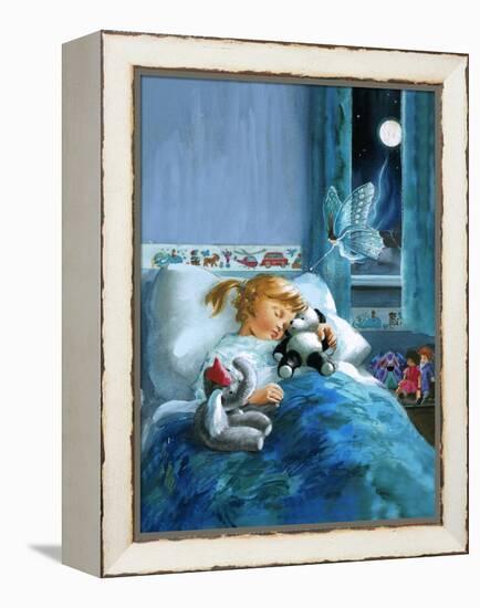 Girl in Bed Attended by Fairy-English School-Framed Premier Image Canvas