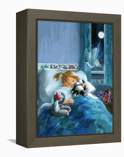 Girl in Bed Attended by Fairy-English School-Framed Premier Image Canvas