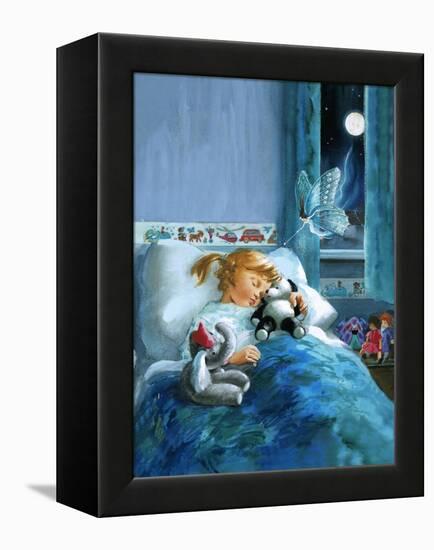 Girl in Bed Attended by Fairy-English School-Framed Premier Image Canvas