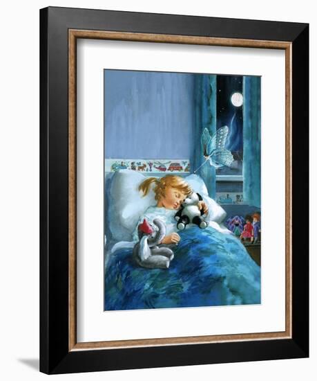 Girl in Bed Attended by Fairy-English School-Framed Giclee Print