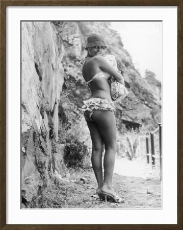 Girl in Bikini Walks Along a Cliff Path on a Fine Summer Day' Photographic  Print | Art.com