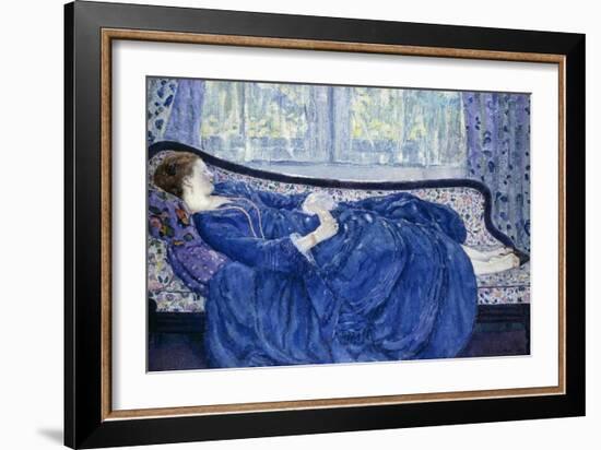 Girl in Blue, 1917-Frederick Carl Frieseke-Framed Giclee Print