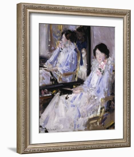 Girl in Blue (Reflections)-Francis Campbell Cadell-Framed Premium Giclee Print