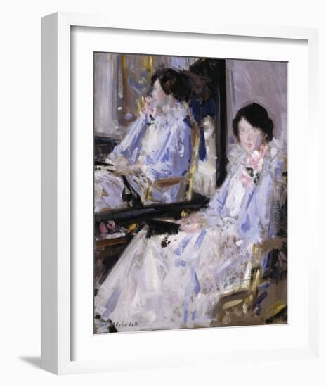 Girl in Blue (Reflections)-Francis Campbell Cadell-Framed Premium Giclee Print
