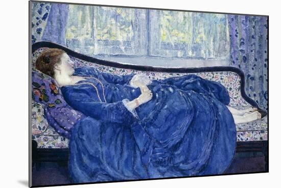 Girl in Blue-Frederick Carl Frieseke-Mounted Giclee Print