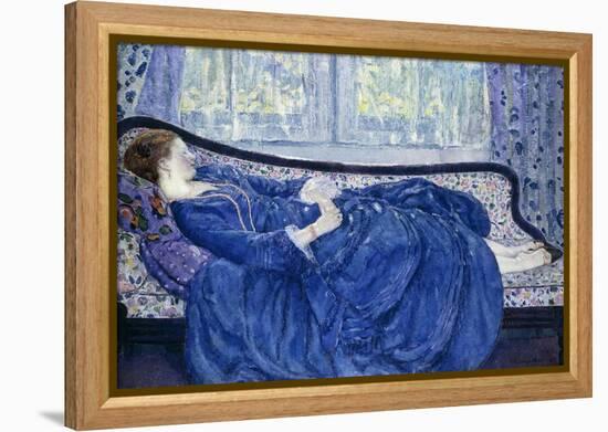 Girl in Blue-Frederick Carl Frieseke-Framed Premier Image Canvas