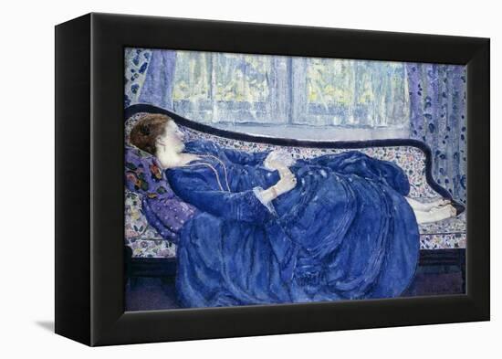 Girl in Blue-Frederick Carl Frieseke-Framed Premier Image Canvas