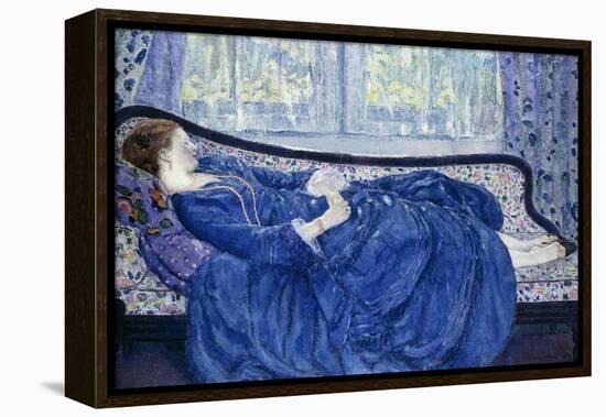 Girl in Blue-Frederick Carl Frieseke-Framed Premier Image Canvas