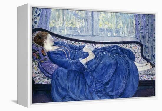 Girl in Blue-Frederick Carl Frieseke-Framed Premier Image Canvas