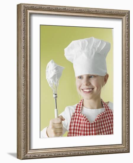 Girl in Chef's Hat and Apron with Beater-Kai Schwabe-Framed Photographic Print