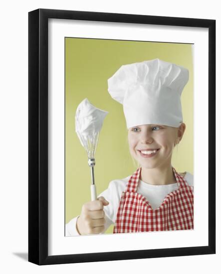 Girl in Chef's Hat and Apron with Beater-Kai Schwabe-Framed Photographic Print
