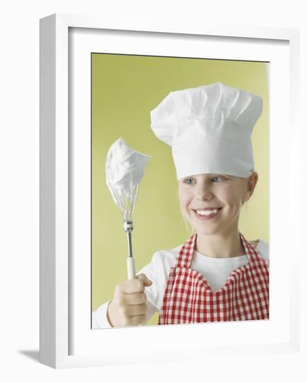 Girl in Chef's Hat and Apron with Beater-Kai Schwabe-Framed Photographic Print