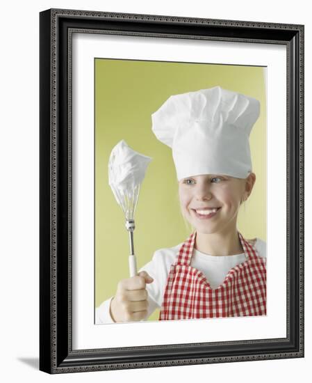 Girl in Chef's Hat and Apron with Beater-Kai Schwabe-Framed Photographic Print