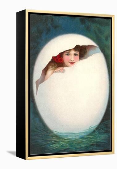 Girl in Cracked Egg-null-Framed Stretched Canvas