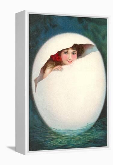 Girl in Cracked Egg-null-Framed Stretched Canvas