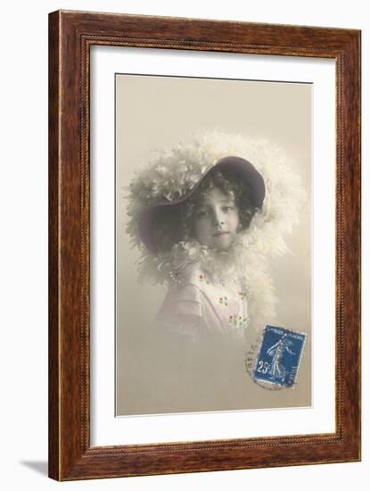 Girl in Feathered Hat-null-Framed Art Print