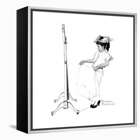 Girl in Front of Mirror-Norman Rockwell-Framed Premier Image Canvas