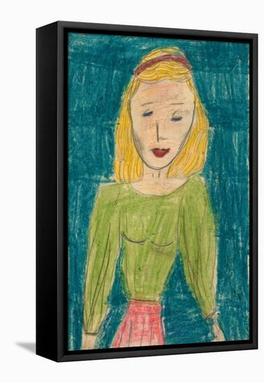 Girl In Green-Norma Kramer-Framed Stretched Canvas