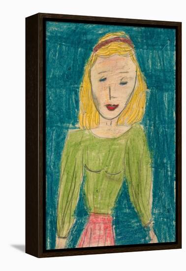 Girl In Green-Norma Kramer-Framed Stretched Canvas