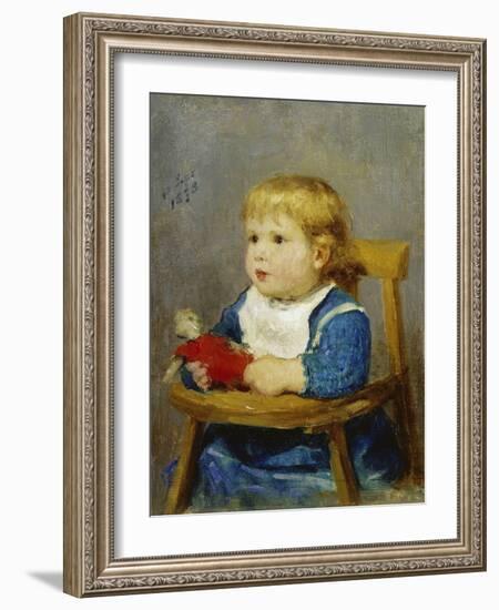 Girl in Her Child's Chair, 1878-Albert Anker-Framed Giclee Print