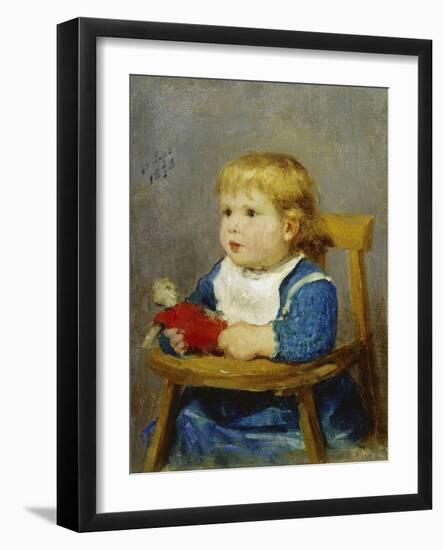 Girl in Her Child's Chair, 1878-Albert Anker-Framed Giclee Print